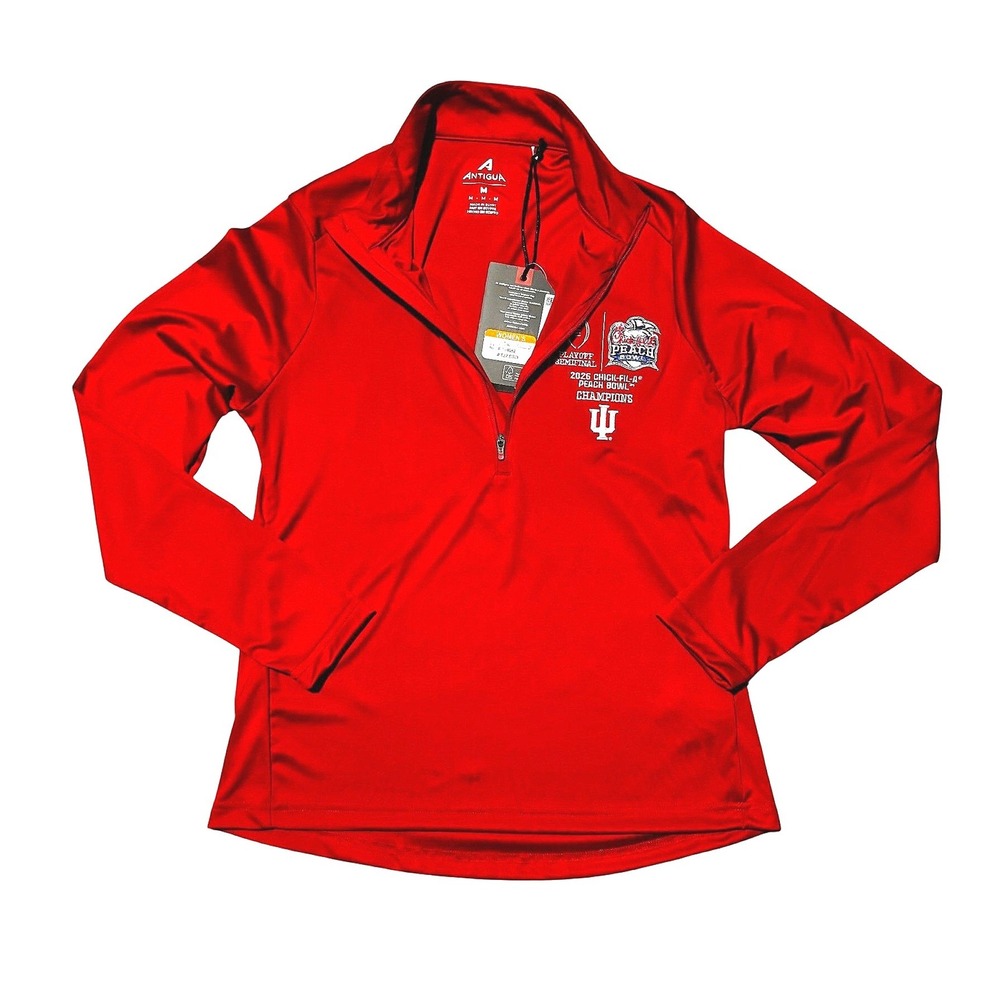 Antigua Indiana Hoosiers 2026 Peach Bowl Champions Quarter Zip Pullover Red M